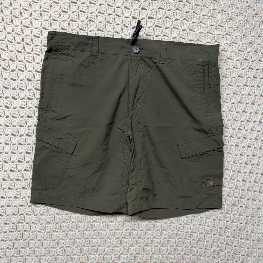 The North Face Mens Short Size 36 Olive Green Cargo Trail 100% Nylon Hiking